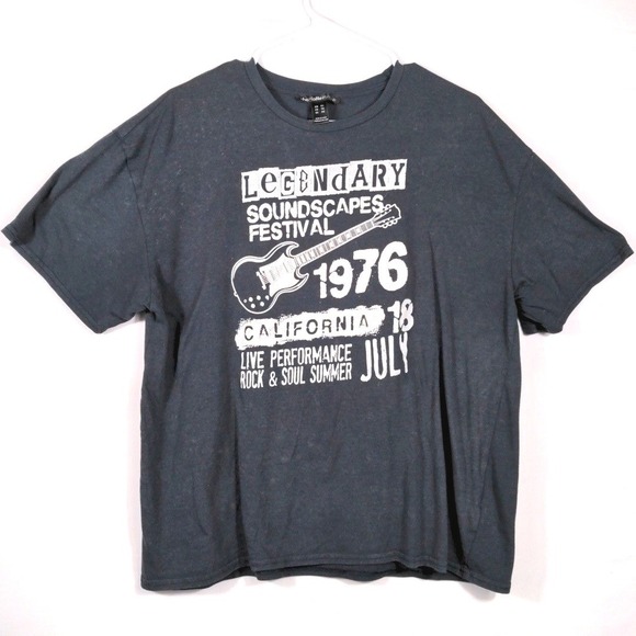 Charlotte Russe Legendary Soundscapes Festival 1976 Themed Graphic Tee Grey XL - Picture 2 of 6